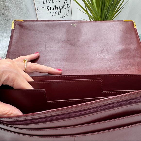 Cartier Must de Cartier Bordeaux Vintage Leather Clutch Wallet - Picture 8 of 9